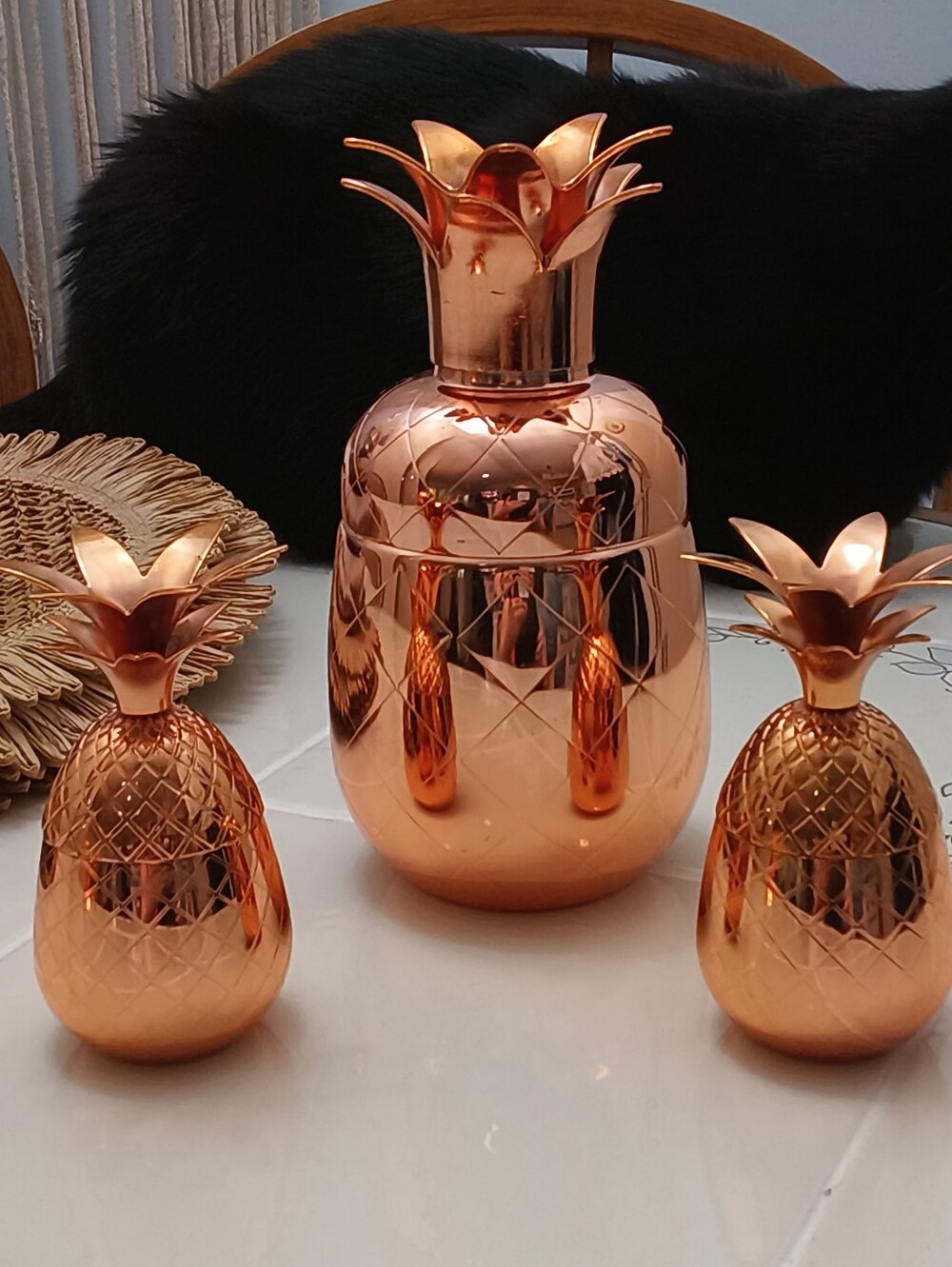 Classy Pineapple cocktail shaker set, Copper & Stainless Steel